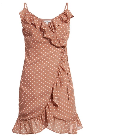 BP Nordstrom Polka Dot Ruffle Mini Dress - Picture 1 of 8